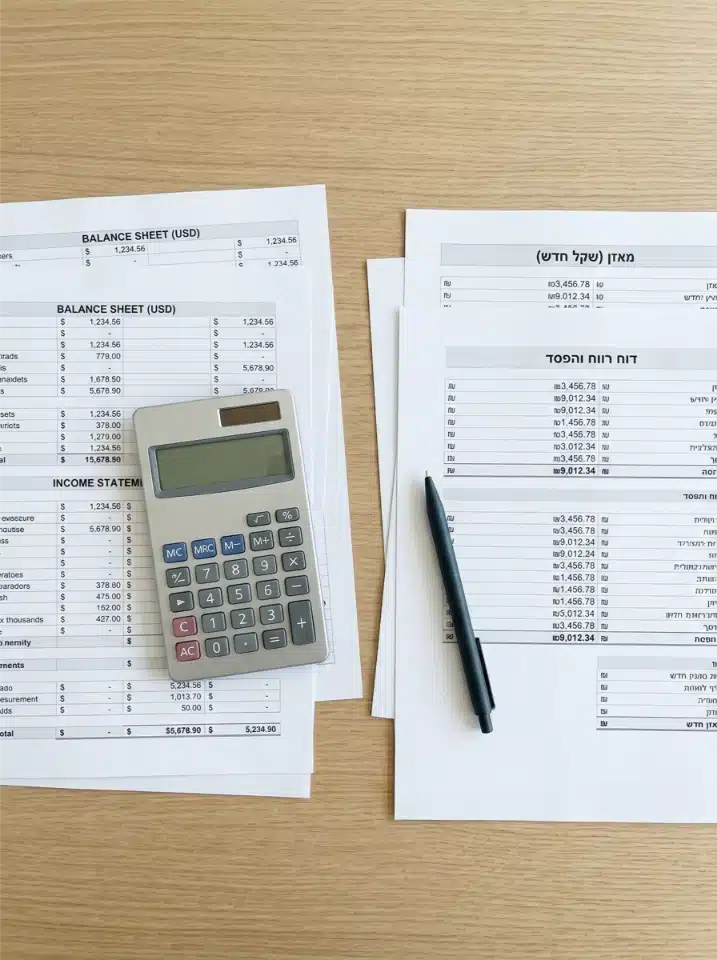 Financial statements spread across a desk