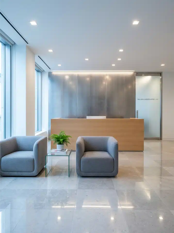 The reception area of a law office