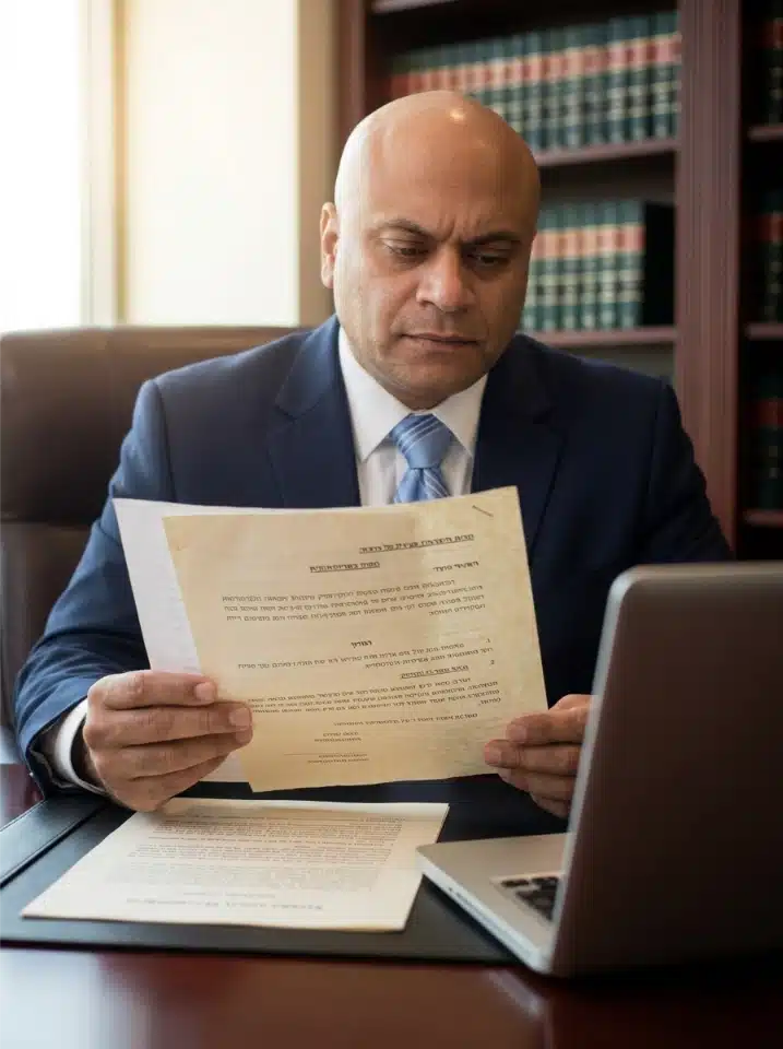 A man examining a legal document